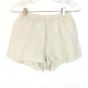 The Reset R Label Linen Shorts Womens XS Khaki Oatmeal Elastic Waist Beach